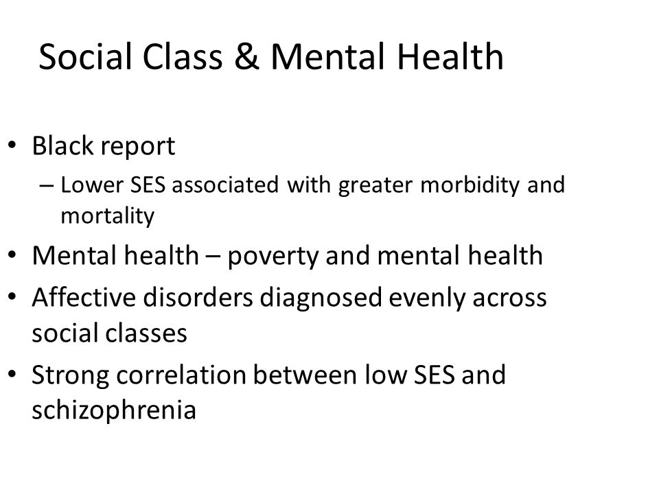 Correlation of poverty and mental health
